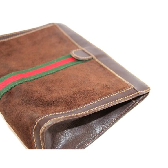 Gucci Vintage Brown Sherry Line Suede Leather Clutch - Picture 6 of 9